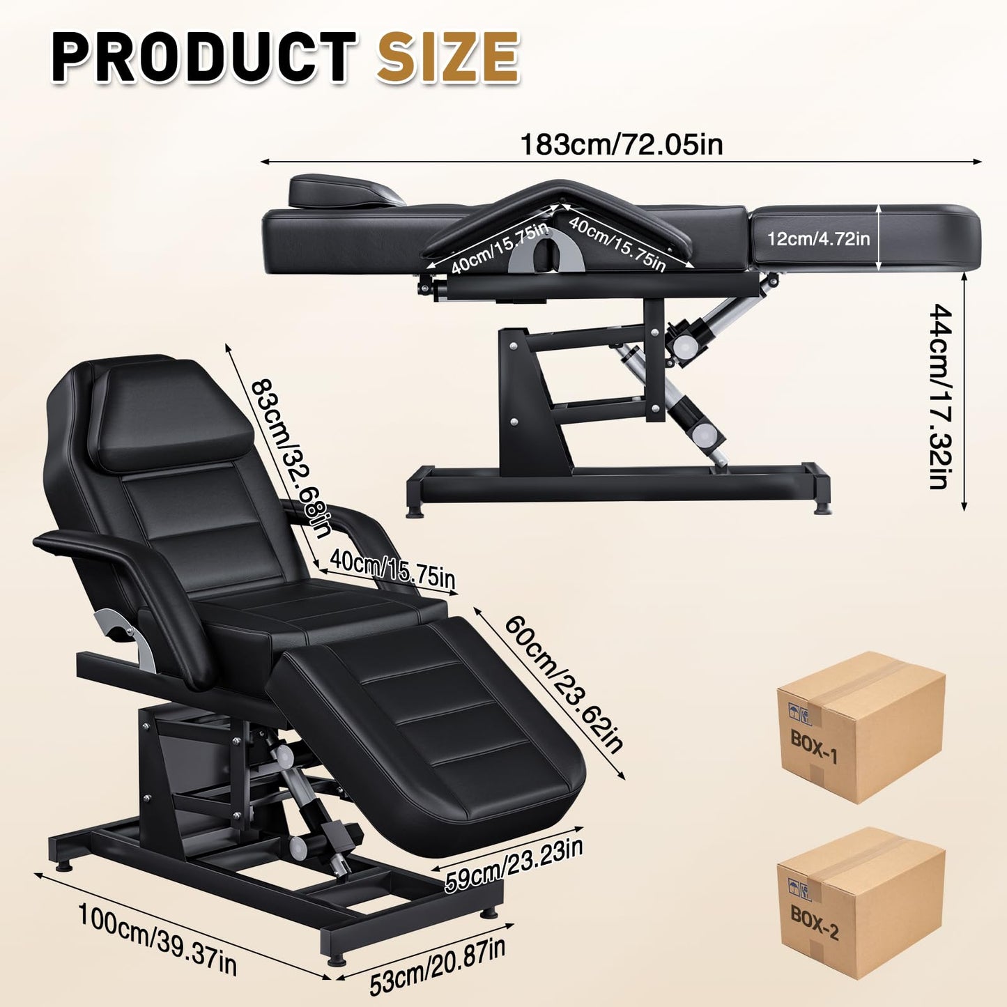 kaiwrxin Fully Electric Massage Table with Lift, 1500lbs Capacity - Professional Adjustable Facial Bed for Estheticians, Spa & Waxing, Heavy-Duty 550lbs Capacity 2r1 (Black - Fully)