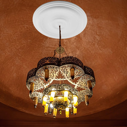 Wealrit White Decorative Ceiling Medallion Round Ceiling Light Medallion for Light Fixtures and Ceiling Fans 12" OD