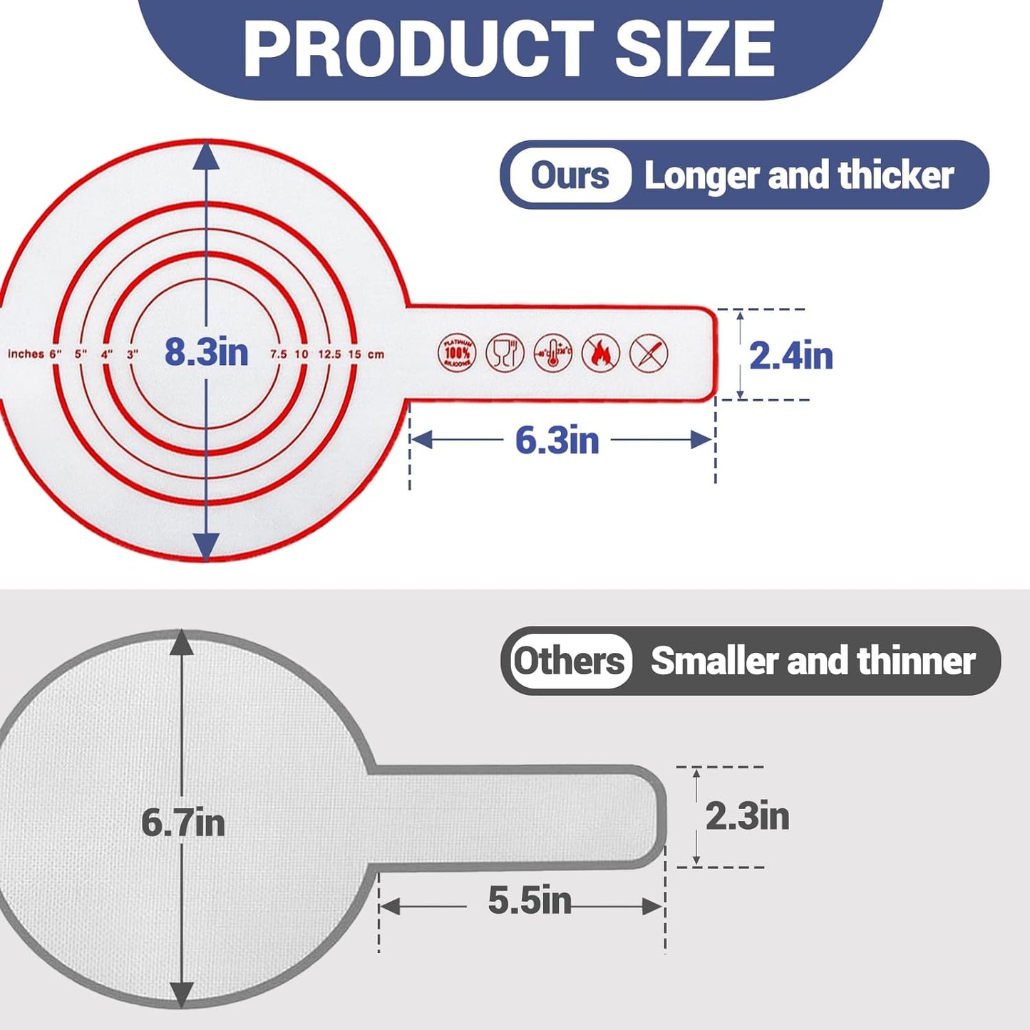 2 Pieces Silicone Bread Sling for Dutch Oven, Non-Stick Baking Mat with Long Straps, Heat Resistant Liners