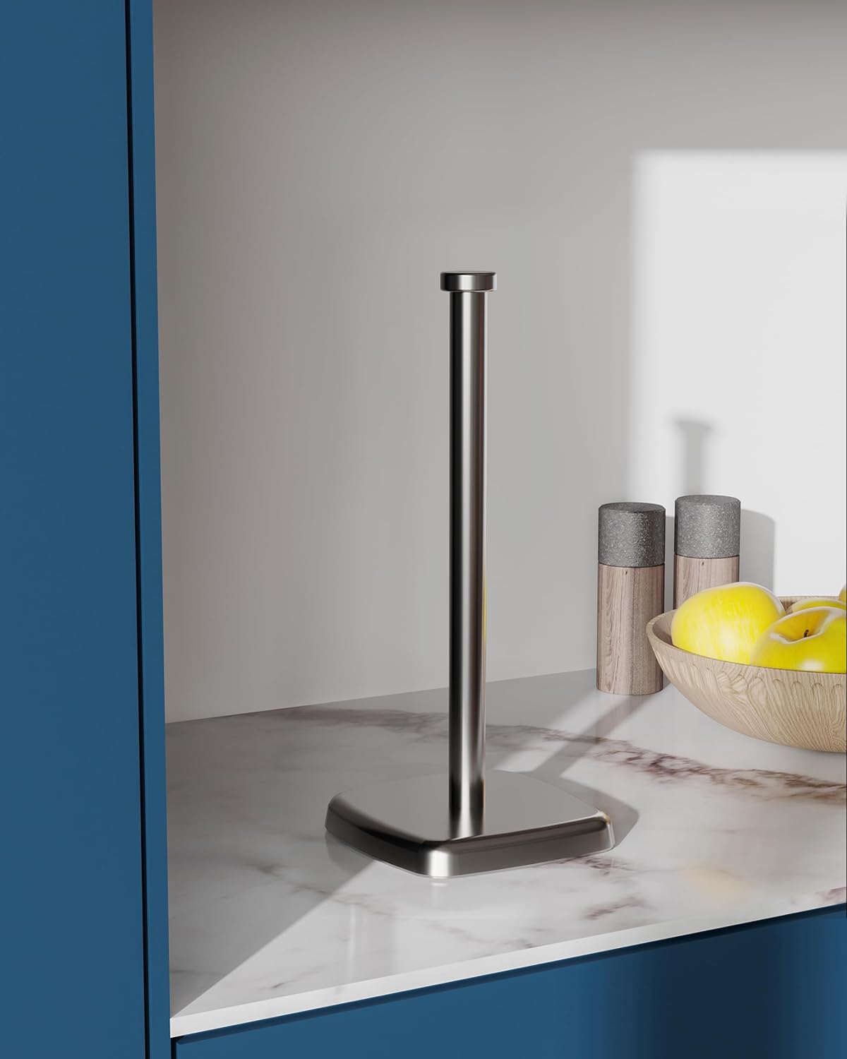 Paper Towel Holder Countertop, Standing Weighted Base Non-Slip Dispenser for Most Size Paper Rolls, Stainless Steel