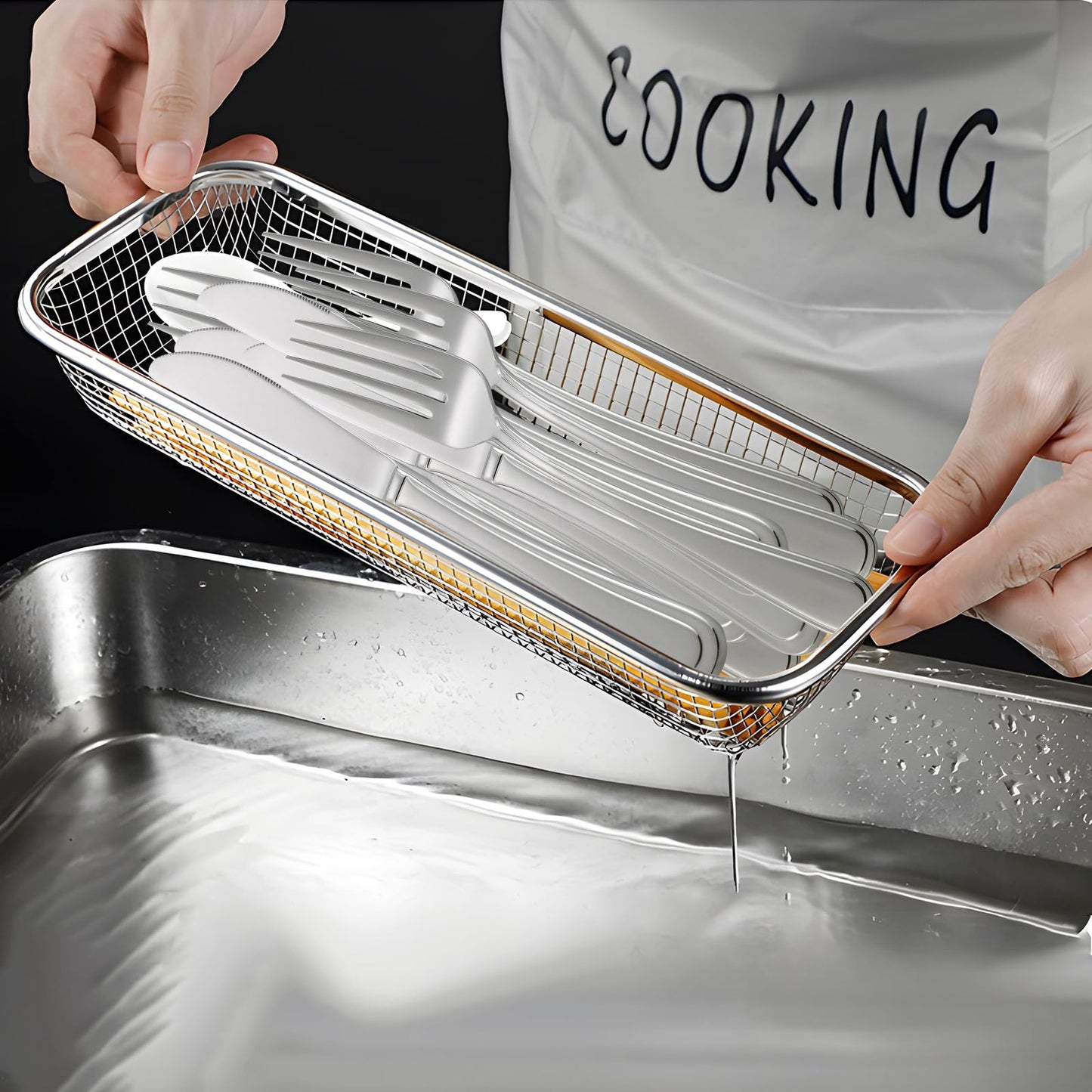 IWNTWY Utensil Drying Rack, 3 Pack Stainless Steel Utensils Holder Dishwasher Silverware Basket, Compact Dish Drainer for Kitchen Countertop, Chopsticks Spoons, Forks, Knifes Organizer