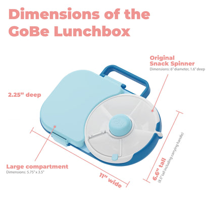 GoBe Kids Lunchbox with Small Snack Spinner Flip - Bundle with Hand Strap & Sticker Sheet, 2-in-1 Bento Style Lunch Container, 5 Small +1 Large Sandwich Compartment, BPA & PVC Free - Taro Purple