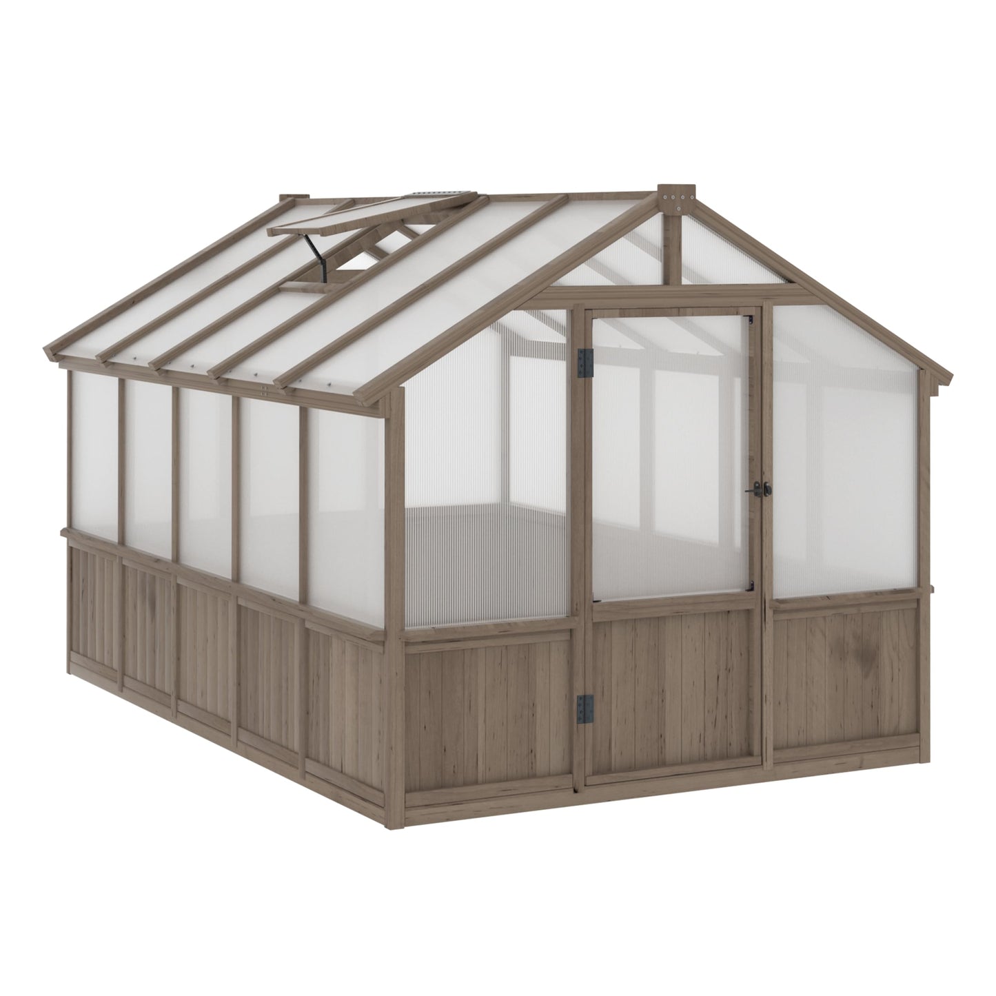 BlueWish 8x10 FT Greenhouse Kit, Wood Greenhouses with 6MM Polycarbonate Panel, Green House with Adjustable Vent & Lockable Door, Walk-in Greenhouse for Outside, Garden, Backyard
