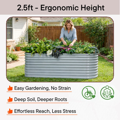 Annoell 30" Extra Tall Galvanized Raised Garden Bed, 8x2x2.5 ft Metal Planters for Outdoor Plants, Heavy Duty Flower Bed Deep Root for Vegetable, Garden Bed Outdoor Large Planter Box - Sand Beige