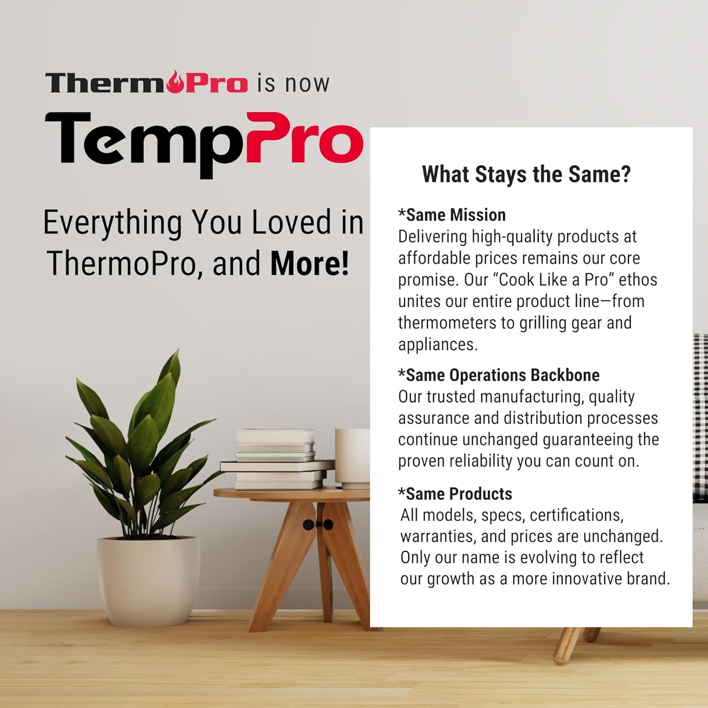 TempPro Wireless Indoor Outdoor Thermometer - 500FT Range Temperature Sensor for Greenhouse, Patio & Home