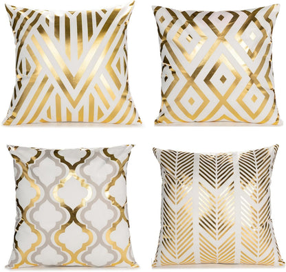 TAOSON Pack 4,Gold 18 18 Inch S01414 of Geometric Home Decorative Throw Pillow Covers Gold Foil Pillow Covers Square