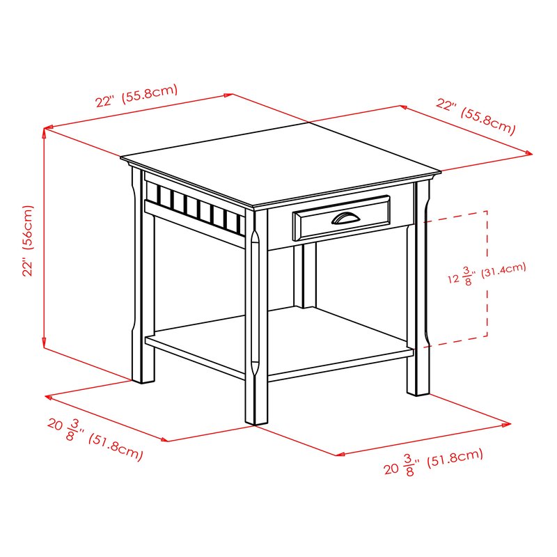 Winsome Wood Timber Occasional Table, Black, 21.97 x 21.97 x 22.05 inches