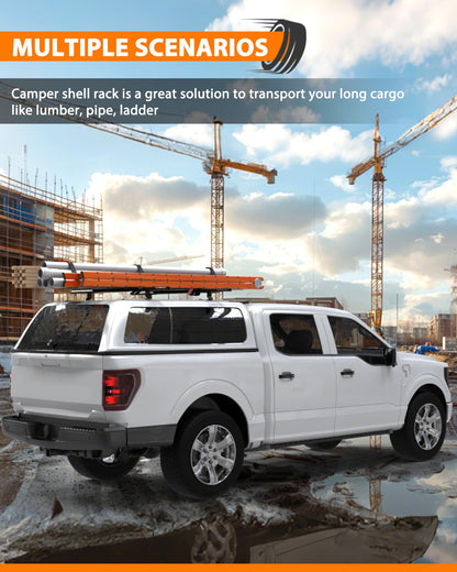 MELIPRON 50" Truck Cap & Topper Ladder Roof Rack Adjustable Van Rack for Kayak Canoe Lumber Pipe(Max Load 500lbs)