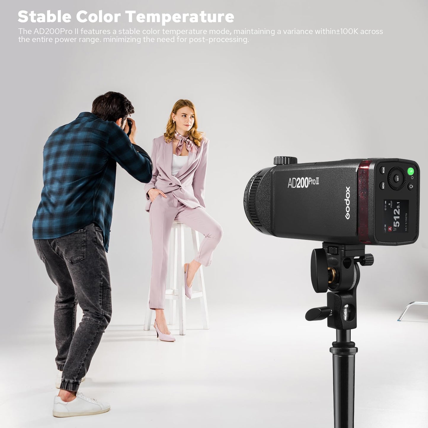 Godox AD200 Pro II AD200Pro II Pocket Outdoor Flash Strobe, 200Ws 2.4G TTL 1/8000s HSS Monolight, 0.01-1.8s Recycle, GODOX AD200ProII AD 200 Pro II Upgraded Flash Head, Color Indicator and Screen