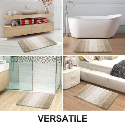 OLANLY Luxury Toilet Rugs - Extra Soft Microfiber U-Shaped Bath Mat 24x20 | Non-Slip Tan Contour Mat