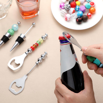 Sunnychicc 20 Pcs Beadable Wine Stoppers Bulk Beadable Beer Opener Set 10 Decorative Beaded Wine Bottle Stopper 10 Alloy Bottle Opener for DIY Crafts Spring Easter Summer Bar Wedding Party Favor Gifts