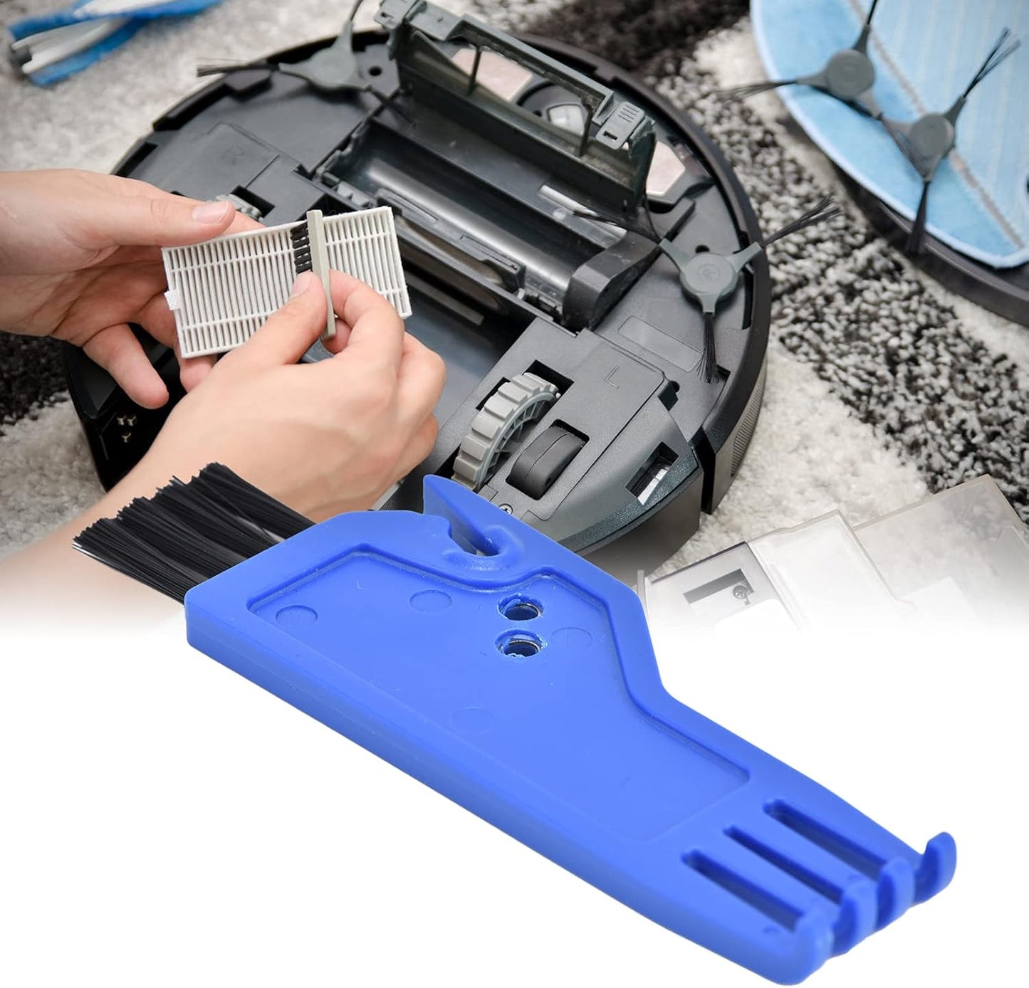 ABS Dust Brush for Vacuum Cleaner, Fits Handheld and Sweeping Robot (Blue)