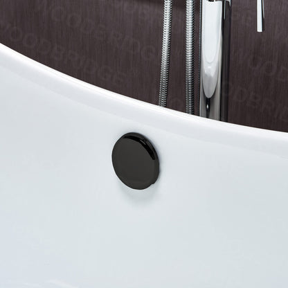 WOODBRIDGE 59" Heavy Duty Acrylic Double Slipper Clawfoot Bath Tub with Matte Black Feet + Matte Black Drain &Overflow