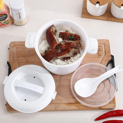 Microwave Rice Cooker Rice Steamer: Round Microwave Food Container for Rice, Chicken, Pasta Cooking