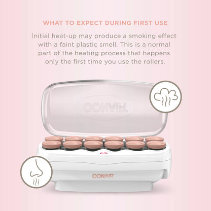 Conair Hot Rollers for Long, Medium & Short Hair, 12 Jumbo 1 ½" Heated Hair Rollers with Clips, Hot Curlers for Women, Volume & Curls, Amazon Exclusive, Black