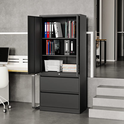 Fesbos Metal Cabinets with Lockable Drawers and Doors Lateral File Cabinets Steel Filing Lockers Book Case for Home Office Hanging Files Letter/Legal/F4/A4 Size