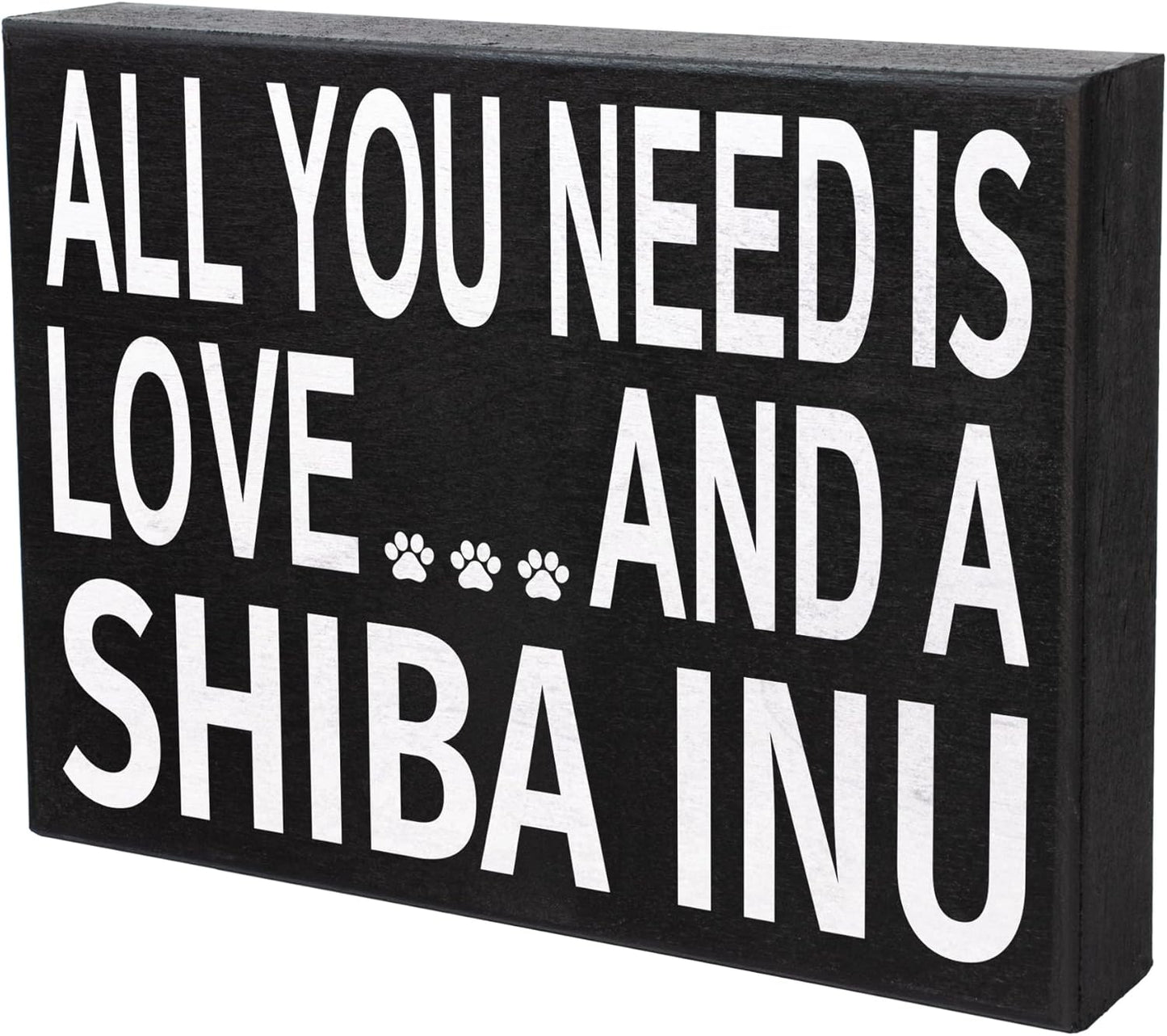 JennyGems Shiba Inu Gifts, All You Need Is Love and a Shiba Inu Wooden Sign, Shelf Decor and Wall Hanging, Made in USA