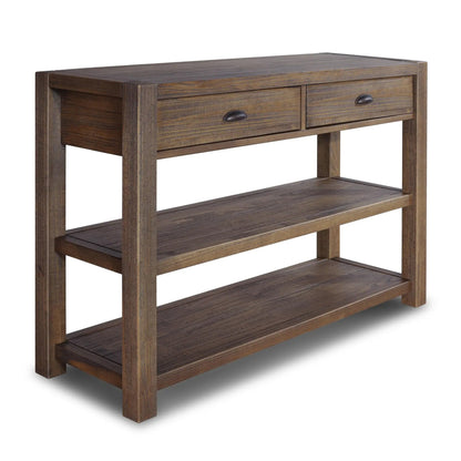 Grain Wood Furniture Montauk Console Table, Solid Wood with a Rustic Walnut Finish