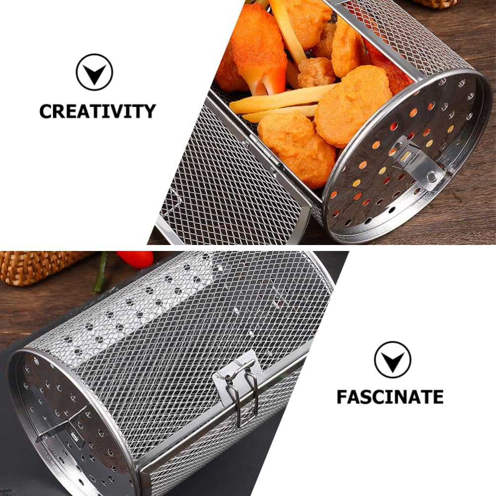 SHERCHPRY Rotisserie Grill Roaster Drum, Air Fryer Oven Basket, Stainless Steel Oven Rack for BBQ