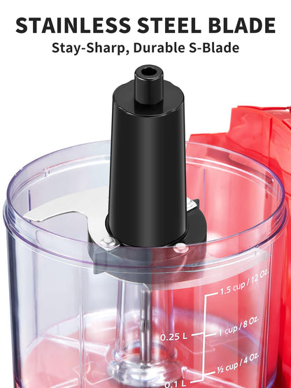 Reemix 1.5-Cup One-Touch Electric Food Chopper, 100W Mini Food Processor Meat Grinder, Mix, Chop, Mince and Blend Vegetables, Fruits, Nuts, Meats, Stainless Steel Blade (Black)