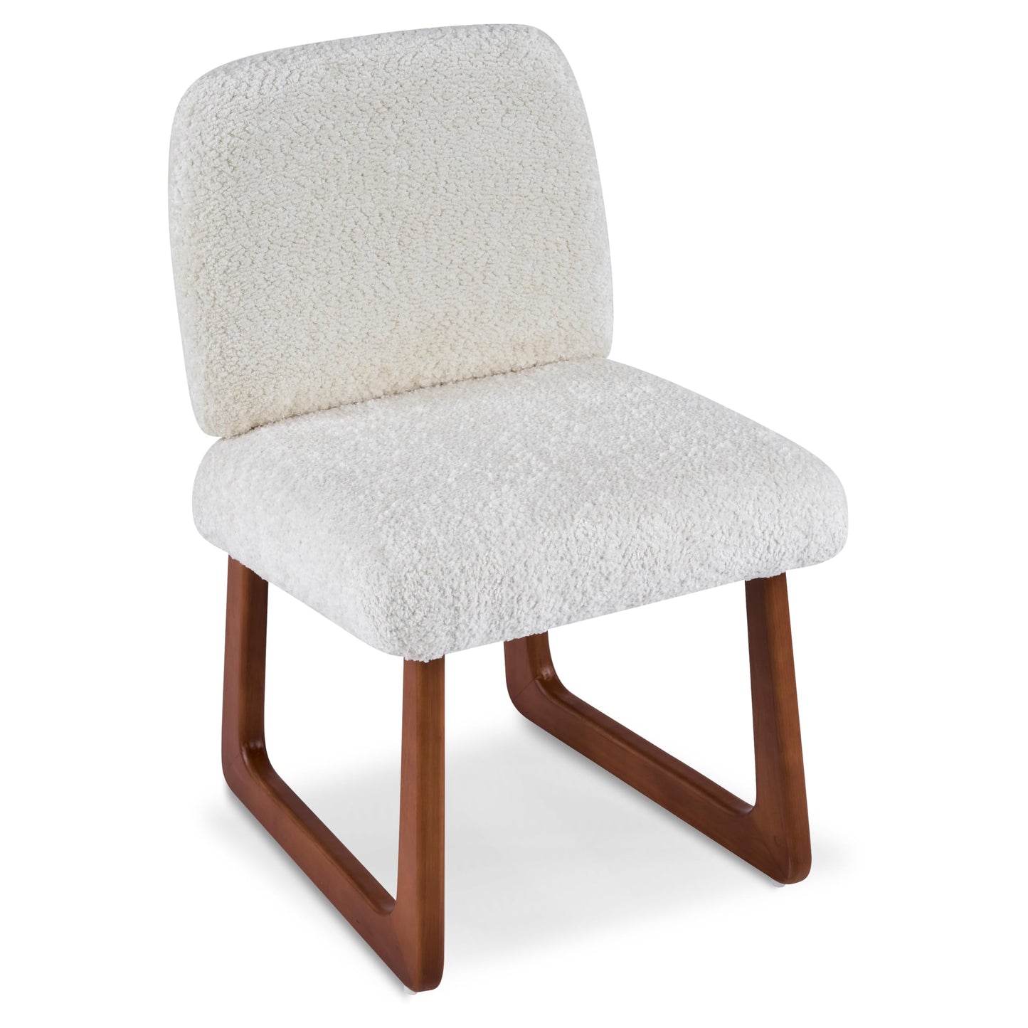 Christopher Knight Home Valora Boucle Upholstered Dining Chairs Set of 2, Modern Dining Chair with Sled Base, Wooden Armless Kitchen Chairs with Solid Back, Extra Seat for Dining Room, Beige + Brown