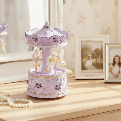 Carousel Horse Music Box for Girls, Purple Musical Box for Women Kids Wife Mom Daughter Birthday Anniversary Valentine