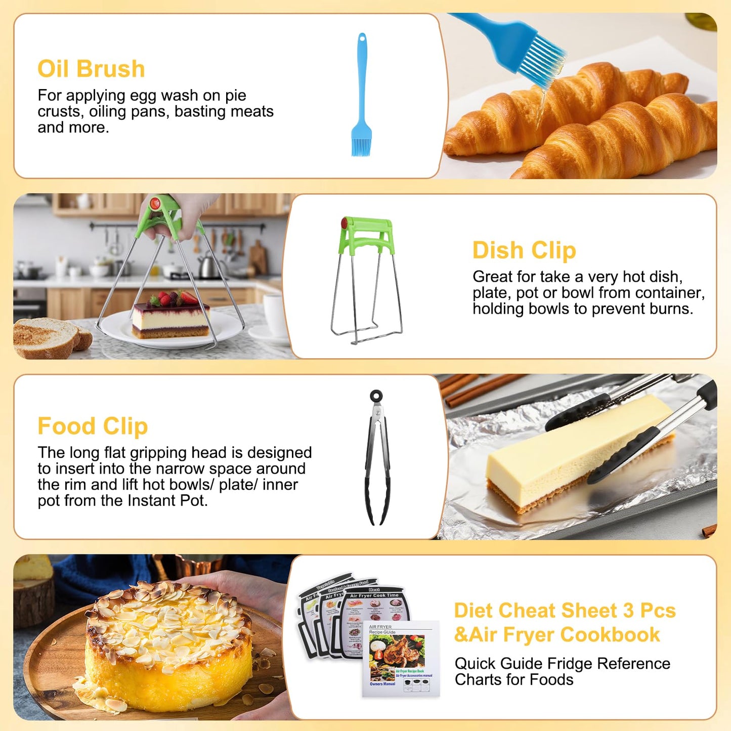 YuxingK Air Fryer Accessories Kit - 12pcs Universal for 4, 4.2, 5, 5.5, 5.8 QT Gowise Cosori Phillips Ninja Cozyna Air Fryer