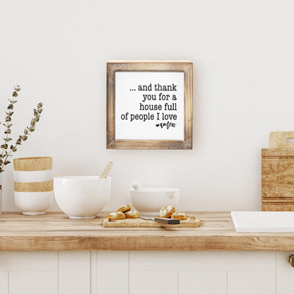 MACVAD Rustic Torched Wood Small Box Sign for Home Decor,Freestanding Thank You Sign for Kitchen,Square Wood Block Sign Table Decor,6" x 6" x 1.57"
