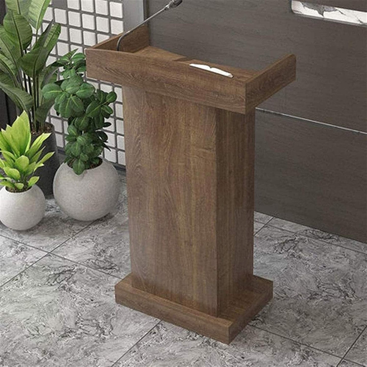 BKEKM Modern Lecterns Floor Standing with Drawers and Open Storage Podium Stand Pulpits for Churches Wooden Luxury Teacher Podiums
