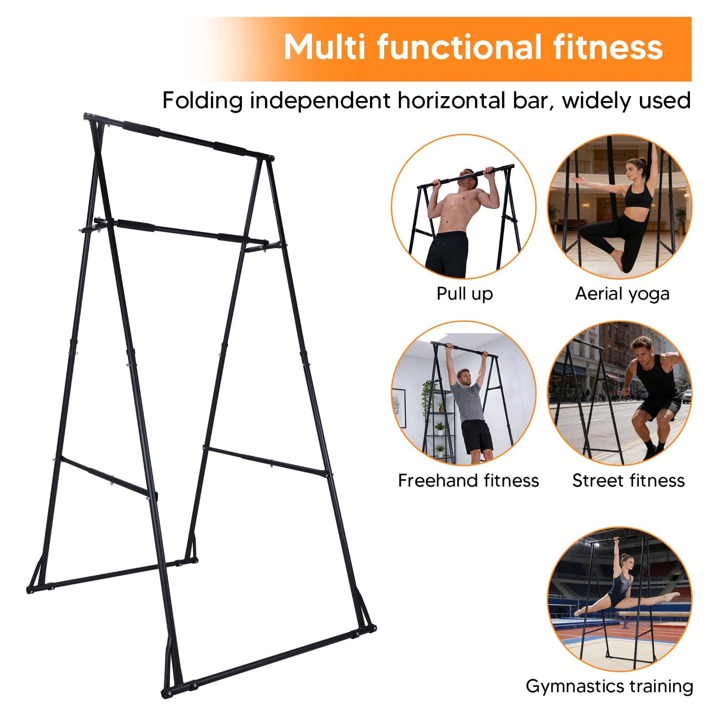 Generic Foldable Free Standing Pull Up Bar Stand Adjustable Pullup Fitness Equipment for Home Gym Strength Training