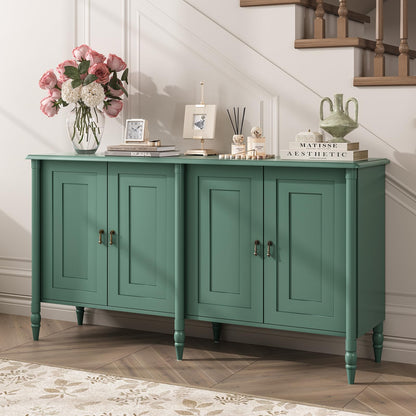 JOINICE 59" Sideboard Buffet Cabinet with Storage,Vintage Credenza with Adjustable Shelves & Solid Wood Legs,Accent Cabinet for Living Room,Dining Room,Kitchen,Bar,Entryway,Hallway,TV Console,Green