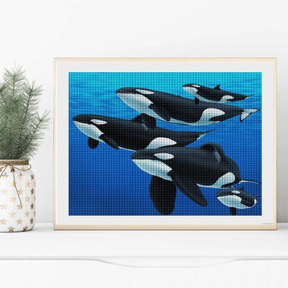 UPABLUNSO Orca Killer Whale Diamond Painting Kits Rhinestone Pictures Art Craft by Numbers for Home Decor & Gifts 12x16 Inch