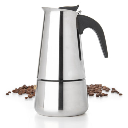 Mixpresso 9 Cup Greca Stovetop Espresso Pot 450ml/15oz, Moka Pot with Coffee Percolator Design, Stainless Steel Stove Top Coffee Maker for Camping or Home Use,Italian Stovetop Espresso Maker