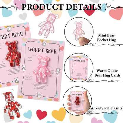 party greeting 10 Set Valentine's Day Pocket Bear Hug Emotional Support Gifts Mental Health Anxiety Relief Positivity Autism Fidget Gift Stress Relief Gift for Boy Girls Favor Gift