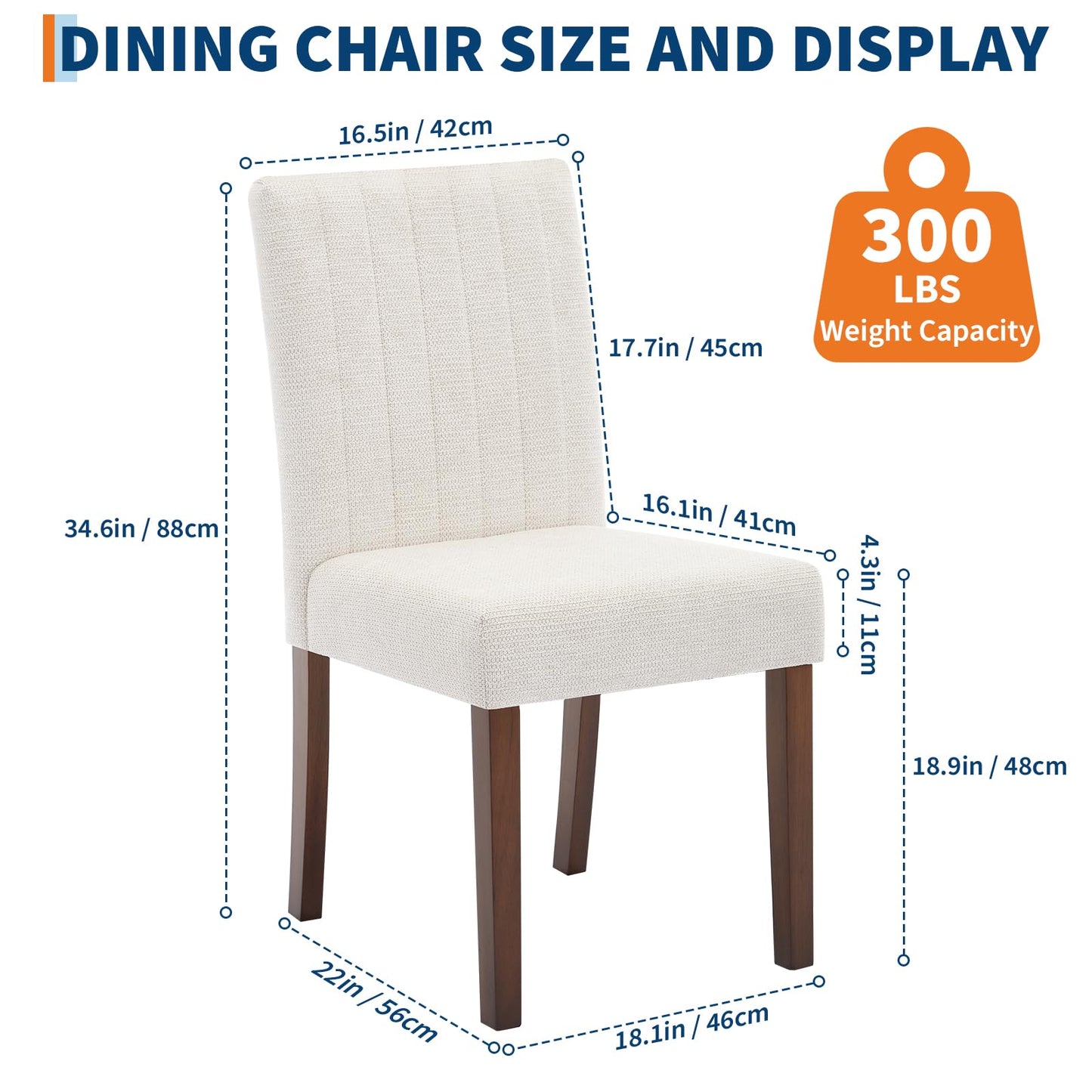 IDEALHOUSE Dining Chairs Set of 6, Farmhouse Tufted Parsons Chairs Stylish Kitchen Chairs Upholstered Fabric Kitchen Chairs with Wood Legs and Padded Seat, for Dining Room, Living Room, Beige