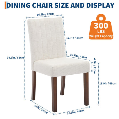 IDEALHOUSE Dining Chairs Set of 6, Farmhouse Tufted Parsons Chairs Stylish Kitchen Chairs Upholstered Fabric Kitchen Chairs with Wood Legs and Padded Seat, for Dining Room, Living Room, Beige