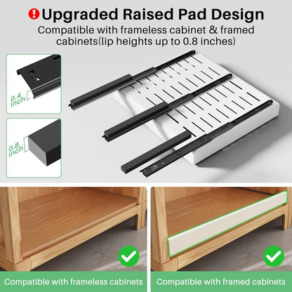 Skiennix Pull-Out Cabinet Organizer - Expandable Heavy-Duty Slide-Out Drawers (12"-20") for Kitchen & Bathroom Storage