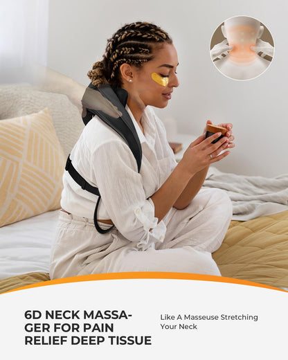 CooCoCo Upgraded Cordless Neck Massager - FSA Eligible, Back Massager for Pain Relief Deep Tissue,Shoulder Massager with Heat,6D Shiatsu Kneading,HSA Electric Rechargeable Massager,Gifts for Men Women