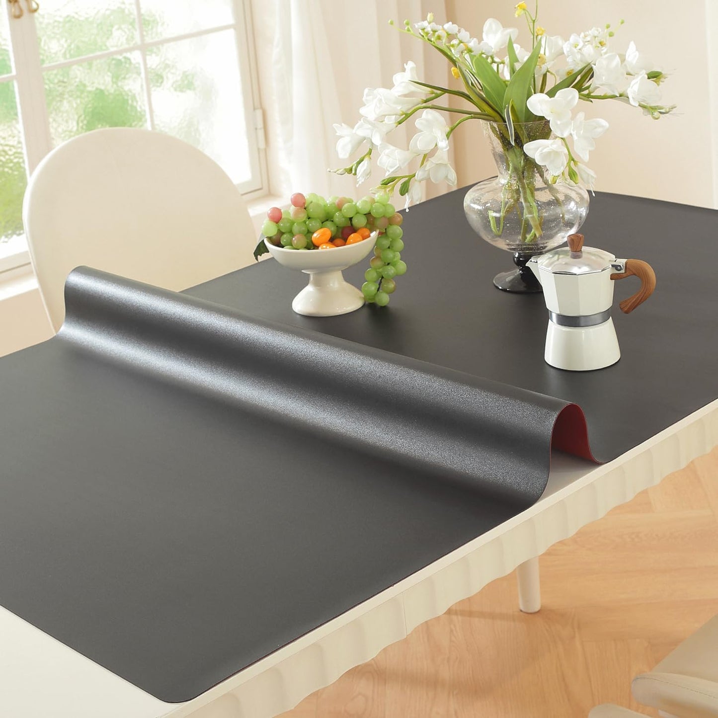 16 40 Inch, 1.5mm OstepDecor Black Table Protector x Thick Plastic Table Cover Protector, PVC Table Top Protector