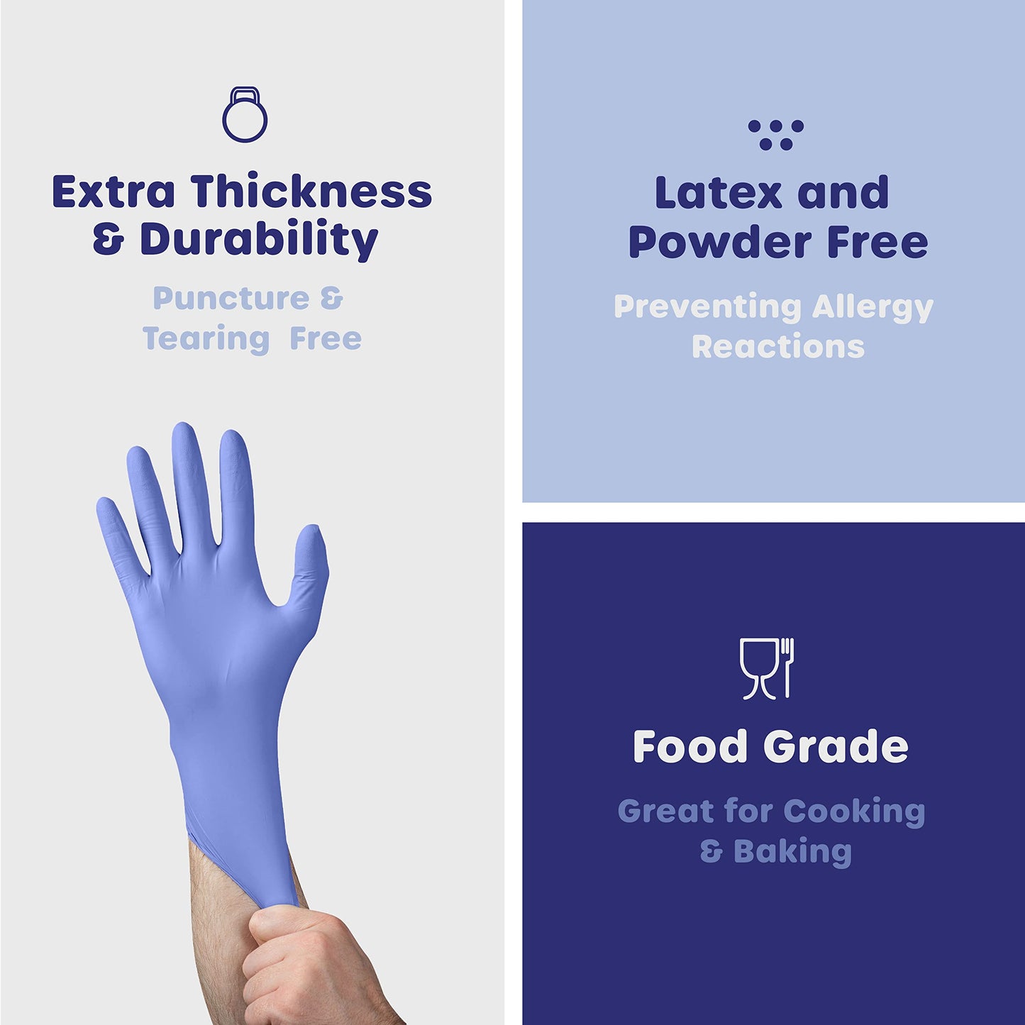 Comfy Package [100 Count Blue Nitrile Gloves, Disposable Gloves - 4 Mil, Latex & Rubber Free, Non-Sterile Powder Free Gloves - Small