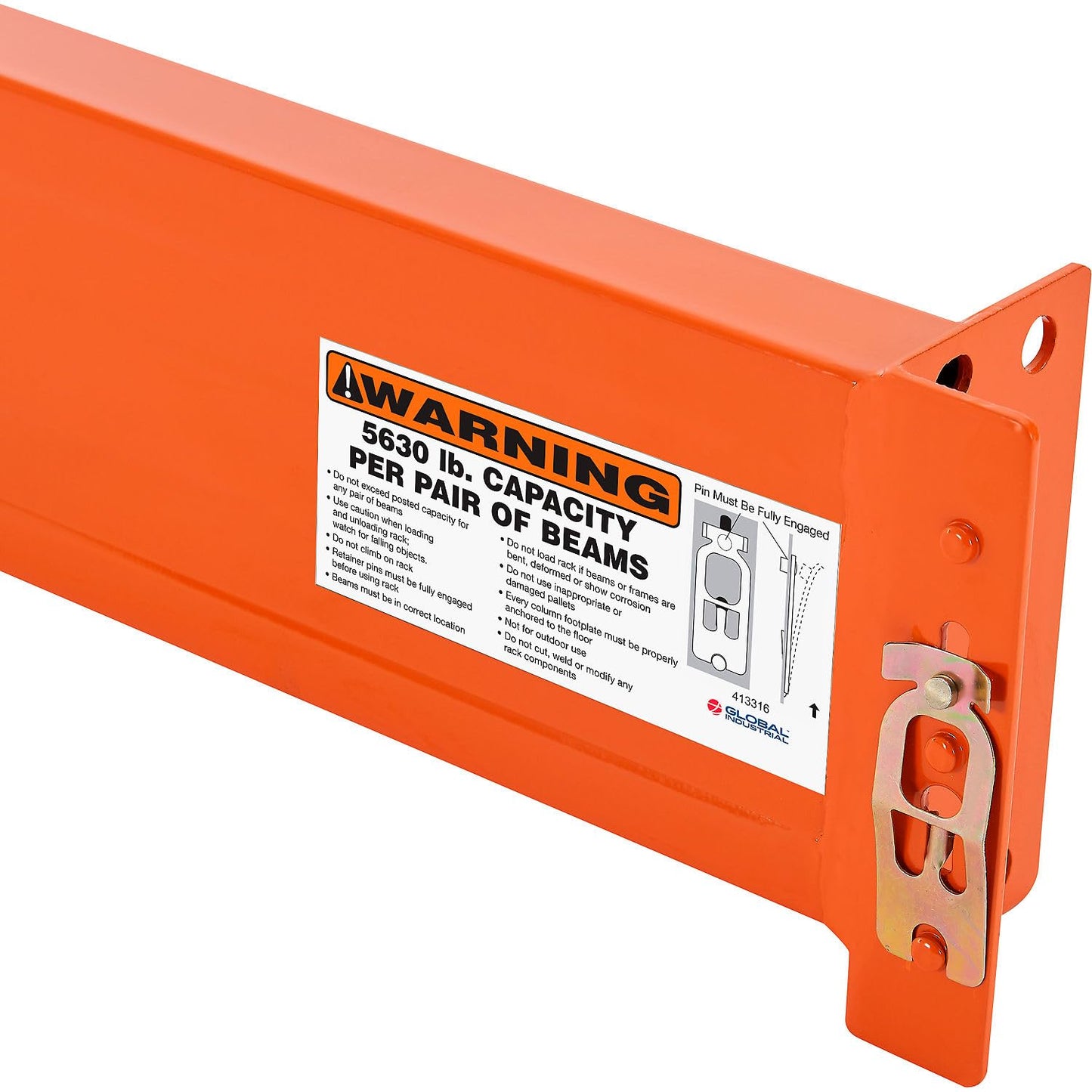 Global Industrial Unslotted Pallet Rack Beam, 120" L x 5-1/2"H, 5630 lbs Capacity, Set of 2