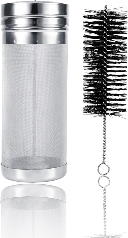 Beer Dry Hopper Filter, 300 Micro Mesh Stainless Steel Beer Hop Strainer with Cleaning Brush for Homebrew, Wine, Coffee