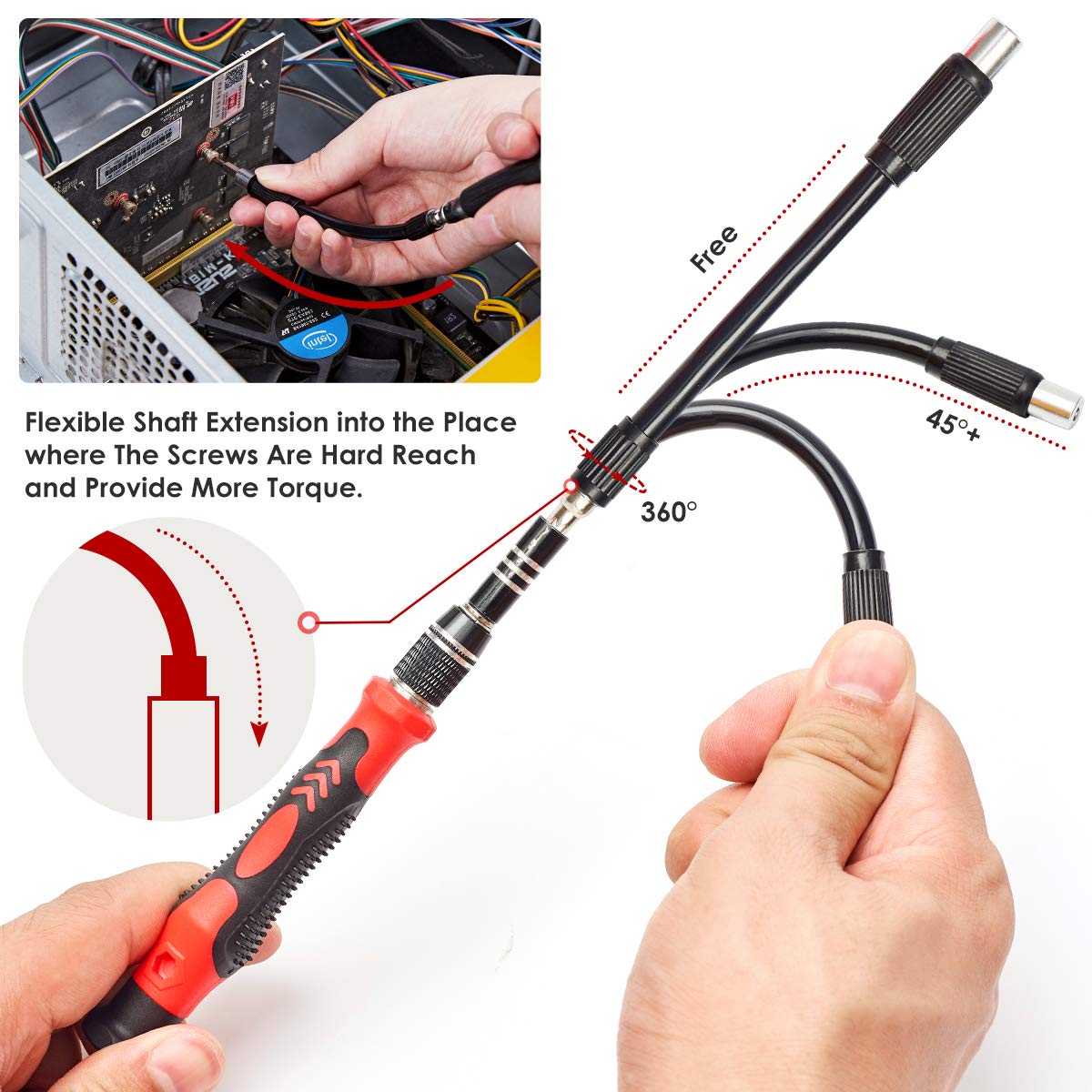 SHARDEN Precision Screwdriver Set, 122 in 1 Electronics Magnetic Repair Tool Kit with Case for Repair Computer, iPhone, PC, Cellphone, Laptop, Nintendo, PS4, Game Console, Watch, Glasses etc (Red)