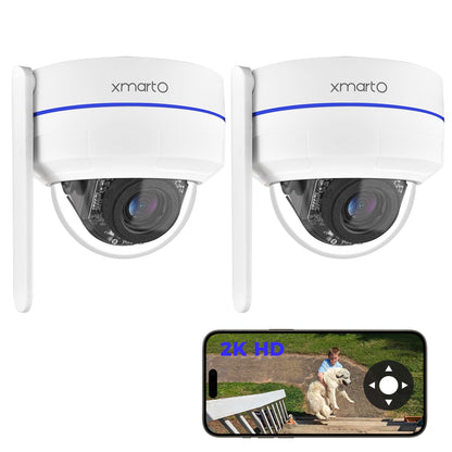 xmartO [2-Pack AI Tracking Ceiling CAM 2K HD Metal Dome PTZ Wireless Security Camera with Automatic Tracking, 2-Way Audio and Night Vision (Standalone WiFi Camera, NOT add-on CAM to NVR)