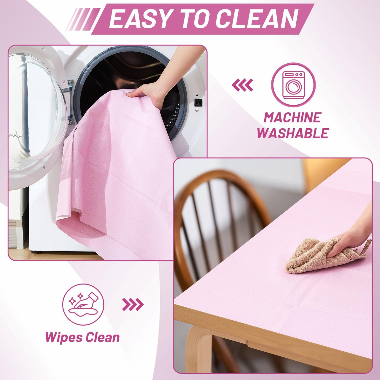 Drydiet 55x55 Inch Extra Large Craft & Painting Floor Mat - Waterproof Non-Slip PVC Art Rug, Floor Protector for Easel Painting Pottery Messy Projects, Washable Roll-up Spill Mat(Pink, Plain)