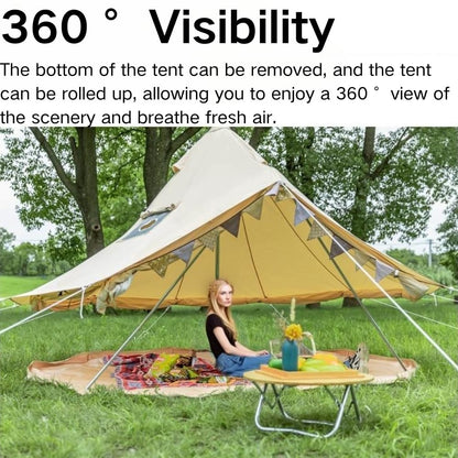 Trend Tents 4M Canvas Bell Tent – 200GSM Poly-Cotton, Stove Jack, Sewn-in Groundsheet, Galvanized Steel Poles, Waterproof & UV-Resistant, 4-Season, Fits 4-6 People – Glamping, Family Camping