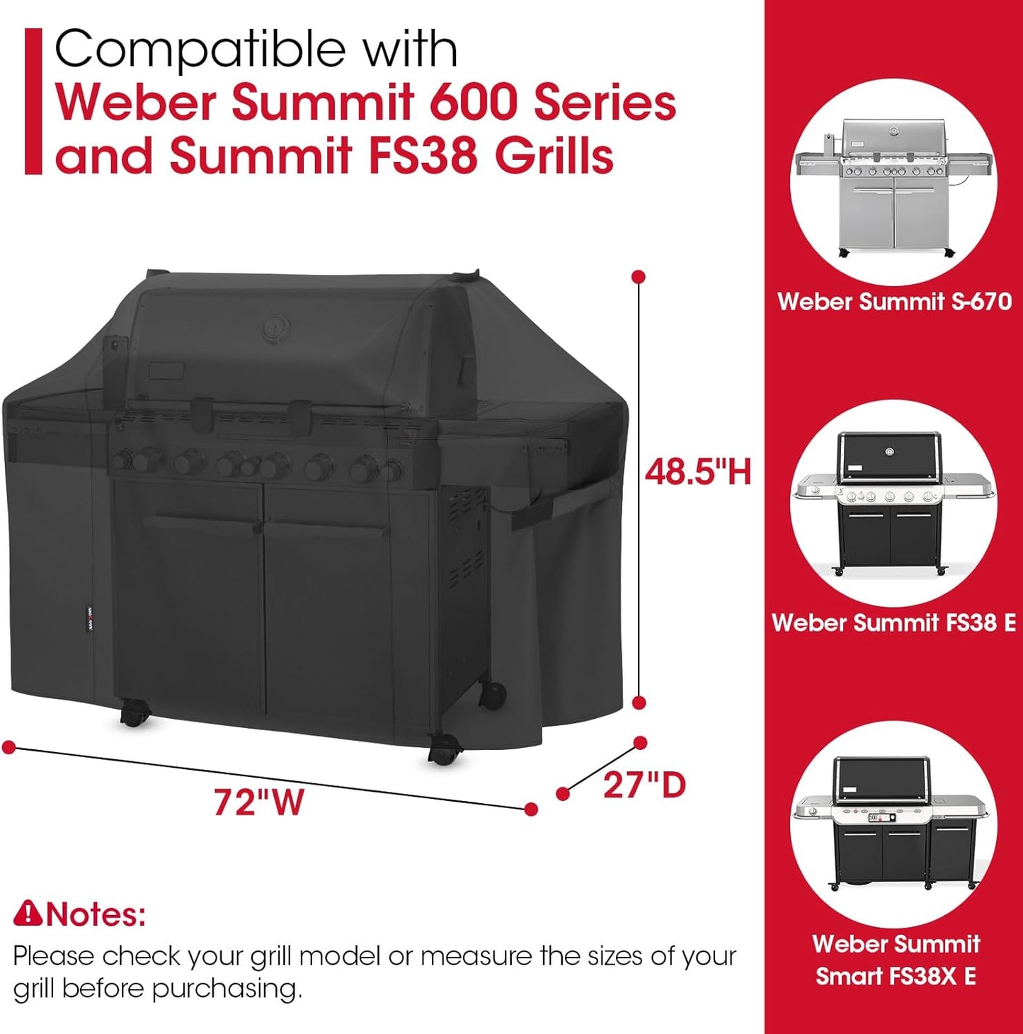 Unicook Grill Cover - Heavy Duty Waterproof Protector for Weber Summit 600 Series | Fade Resistant BBQ Cover