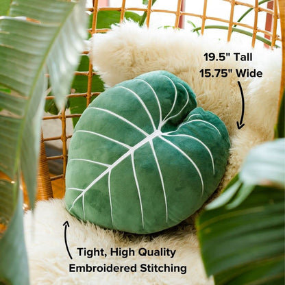 Green Philosophy Co. Monstera Leaf Pillow - Mossy Earth - Large Soft Plant-Shaped Plush Cushion for Couch, Bed, or Reading Nook - Cute & Unique Nature-Inspired Decor Super Soft & Cuddly Throw Pillow