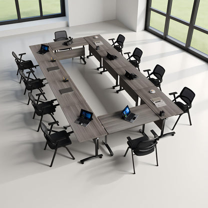 4 Pack Conference Room Tables,Mobile Folding Conference Table with Wheels,Modern Training Locking Rolling Meeting Conference Tables with Flip-Top for Office Classroom Business,6-12 Person,71IN
