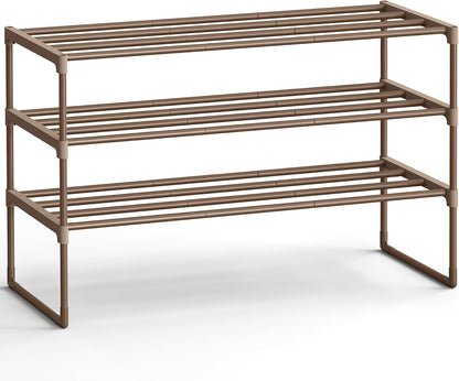 3-Tier 16-20 11.8 36.2 21.7 Inches, ULSA303K01 SONGMICS Shoe Rack, Shoe Organizer, Metal Storage Shelf, Upright